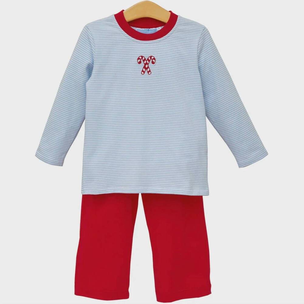 NEW TROTTER STREET KIDS boy's christmas pant set in candy cane